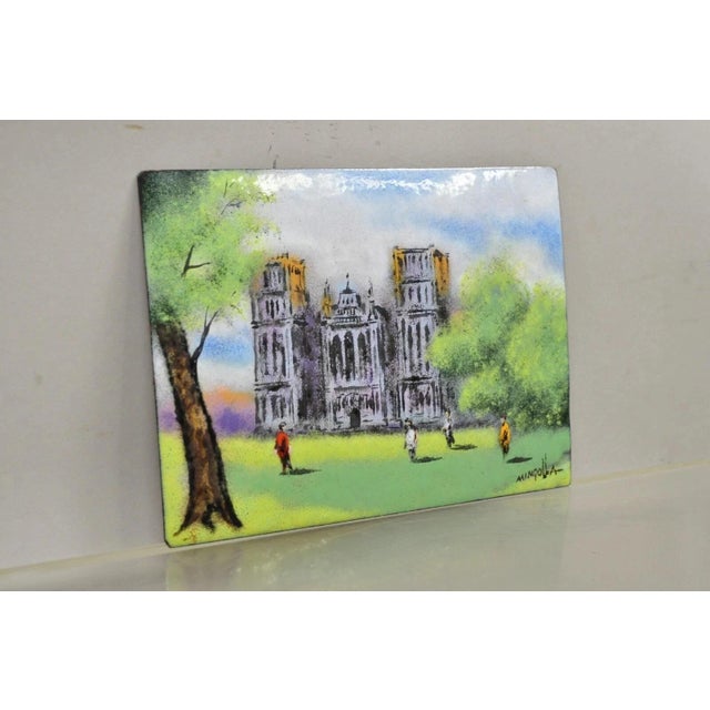 Late 20th Century Dom Dominic Mingolla Enamel on Copper Small Painting Notre Dame? Cathedral For Sale In Philadelphia - Image 6 of 8