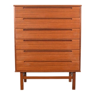 Attributed to Kai Kristiansen Teak Highboy Dresser by HJN Møbler | Danish Modern 1960s For Sale