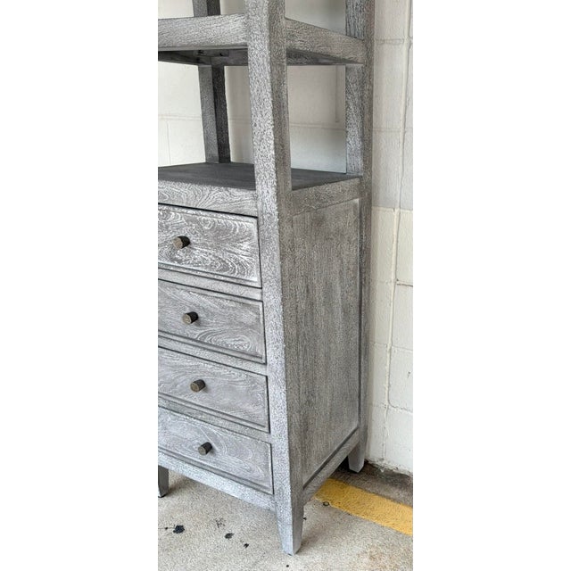 Contemporary Made Goods Organic Modern Gray Mango Wood Allesandro Tall Cabinet For Sale - Image 3 of 8