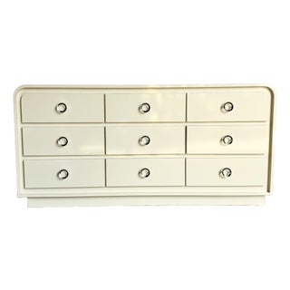 Postmodern Cream Lacquer Laminate Waterfall Dresser For Sale