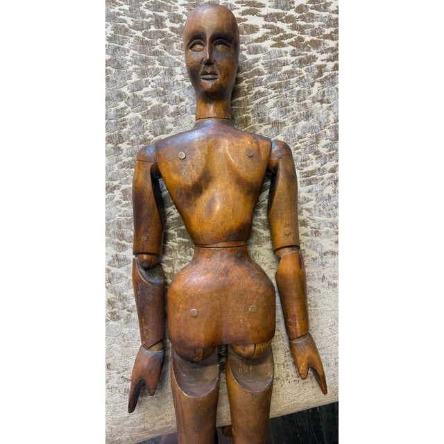 Brown Large Antique French Wooden Male Artist’s Articulated Lay Figure Mannequin For Sale - Image 8 of 11