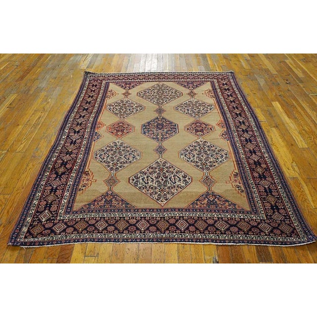 19th Century W. Persian Senneh Carpet ( 4'8" x 6'6" - 142 x 198 ) Antique Senneh Persian Knotted Rug, Circa Date: 1890s....