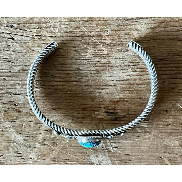 Vintage Navajo Turquoise Sterling Silver Cuff For Sale - Image 10 of 12