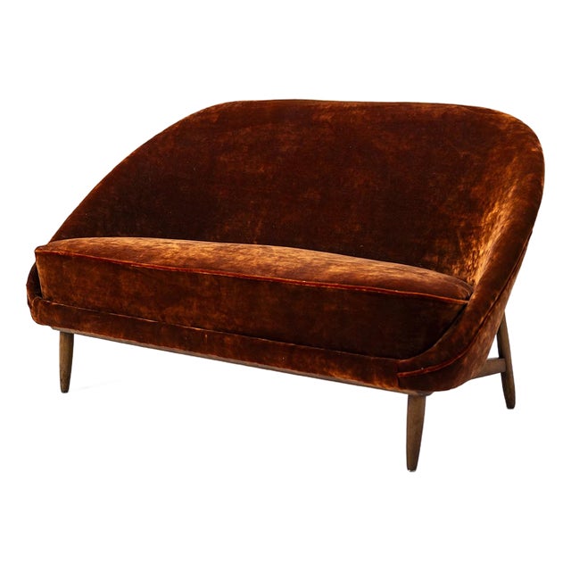 Model 115 Two-Seater Sofa in Velvet by Theo Ruth for Artifort, 1958 For Sale