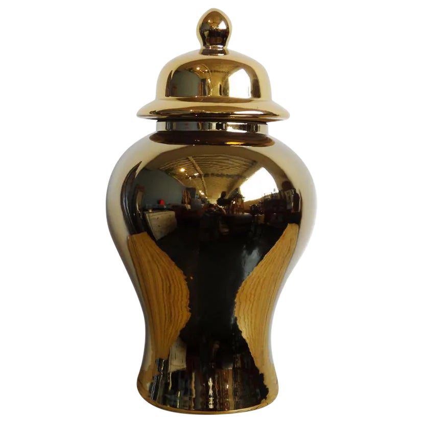 Ceramic Gold Temple Jar Chairish