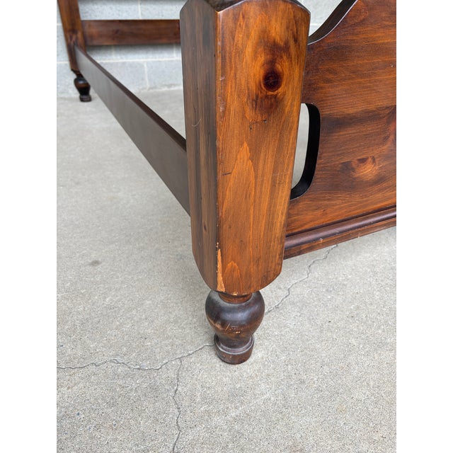 Brown Ethan Allen Antique Pine Cannonball Style Single Bed Frame For Sale - Image 8 of 13