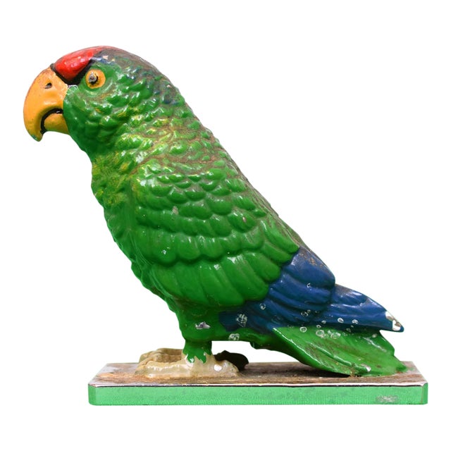 Lejeune Hand Painted Chrome Plated Parrot Car Mascot For Sale