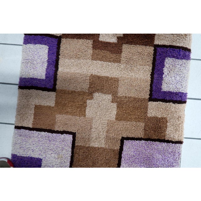 1970s, Vintage French Savonnerie Runner Modernist Design 2.9' X 8.5' For Sale - Image 12 of 13