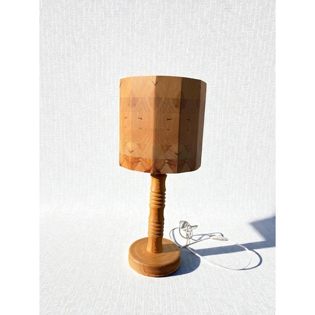 Large Modern Swedish Pine Table Lamp, 1960s For Sale - Image 6 of 9