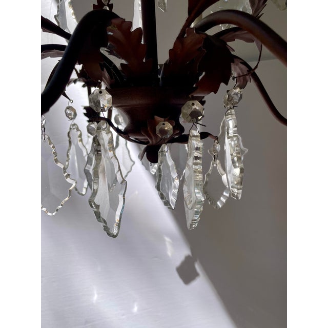 Oxblood Red Tole Crystal Chandelier For Sale - Image 8 of 11