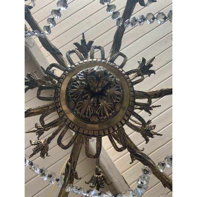 Vintage Cast Brass Rustic European Chandelier For Sale - Image 10 of 12