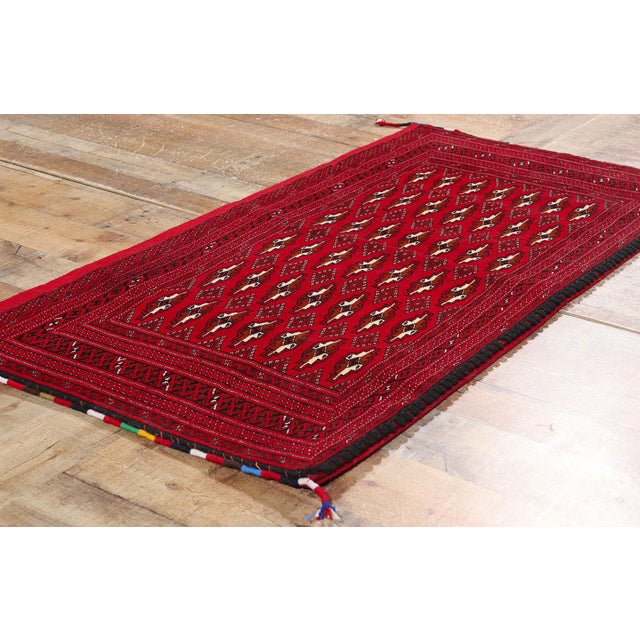 Textile Vintage Red Persian Turkoman Rug -02'04 X 04'06 For Sale - Image 7 of 9