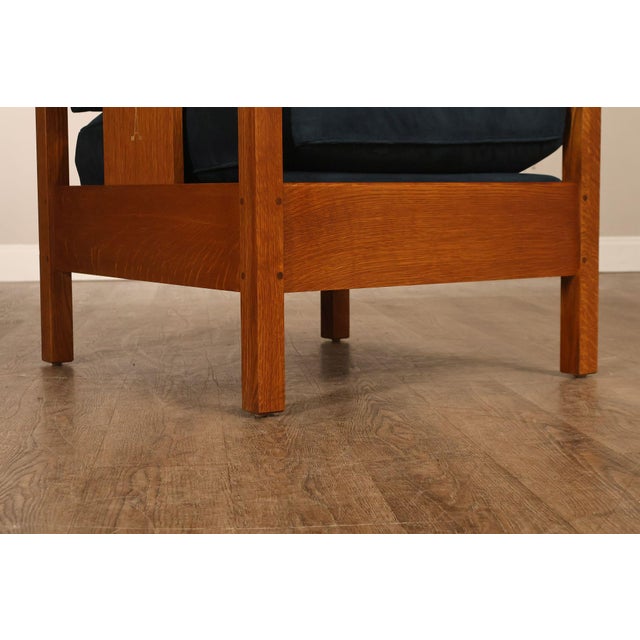 Stickley Mission Harvey Ellis Pair Of Inlaid Cube Chairs For Sale - Image 9 of 18