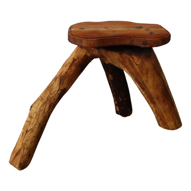 Brutalist Wooden Plant Holder Stool, France, 1960s For Sale