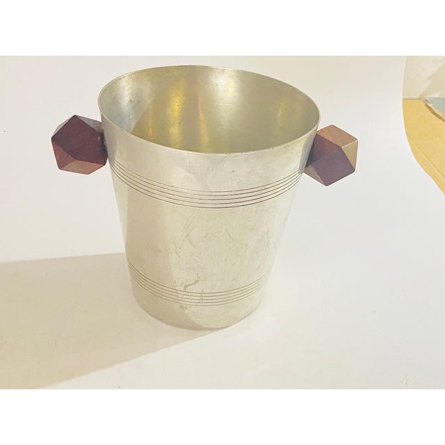 Ice Bucket in Sylver Metal with Wood Handles, France, 1930s For Sale - Image 9 of 16