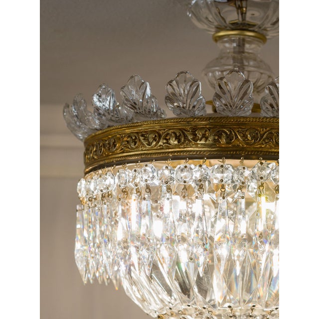 Vintage Empire Style Bohemian Crystal Ceiling Light, 1940s For Sale - Image 6 of 12
