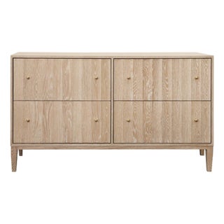 Matthew Izzo Home Angus Cerused Oak Four Drawer Fluted Detail Chest of Drawer With Brass Knobs For Sale