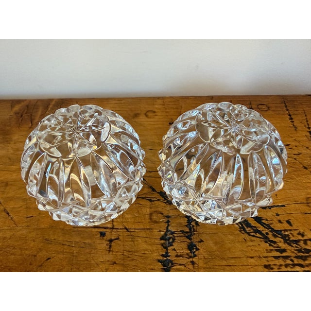 Early 21st Century Waterford Crystal Round Sphere Ball Candlesticks, Pair For Sale - Image 5 of 6