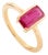 Modern Emerald Cut 1.38Ct Ruby Bezel Solitaire Ring in 14k Yellow Gold Size 5 For Sale