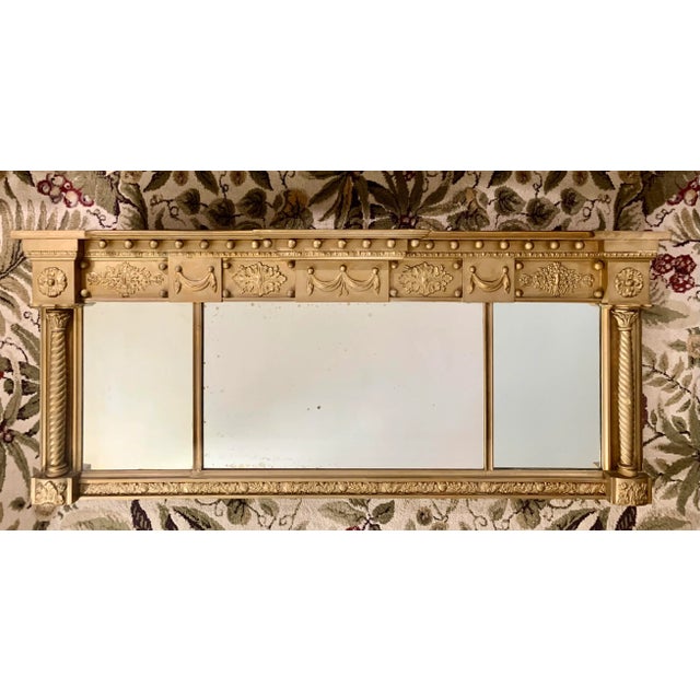English Adam Neoclassical Triple Panel Overmantel Mirror For Sale - Image 11 of 11
