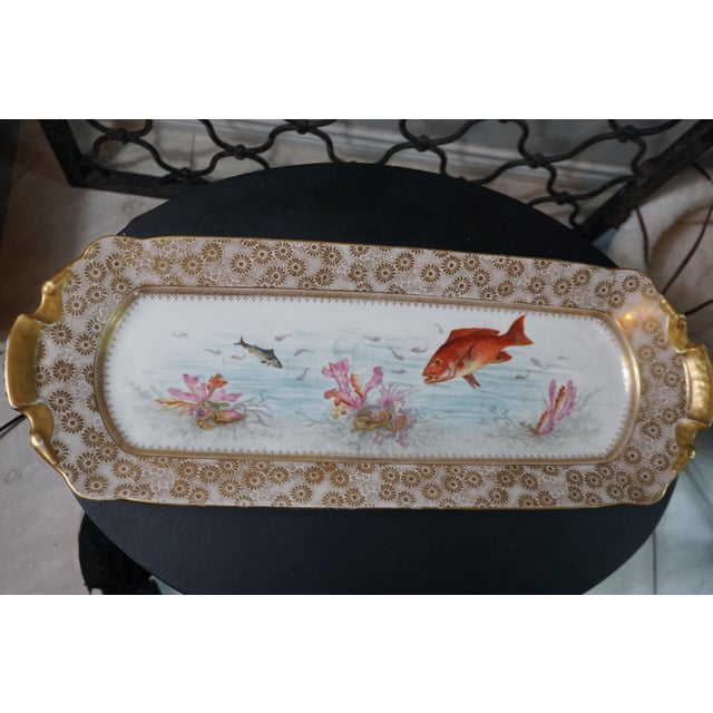 Ceramic Antique Limoges Hand-Painted Marine Life Porcelain Serving Tray, Circa 1895–1900 For Sale - Image 7 of 7