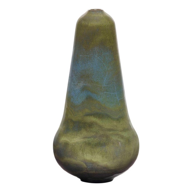 Gertrud and Otto Natzler Rare Mariposa Glaze Vase Form, 1963 For Sale