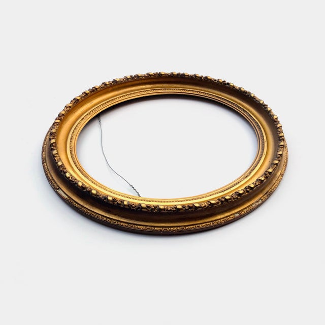 Victorian Antique Oval Gold Frame For Sale - Image 3 of 6