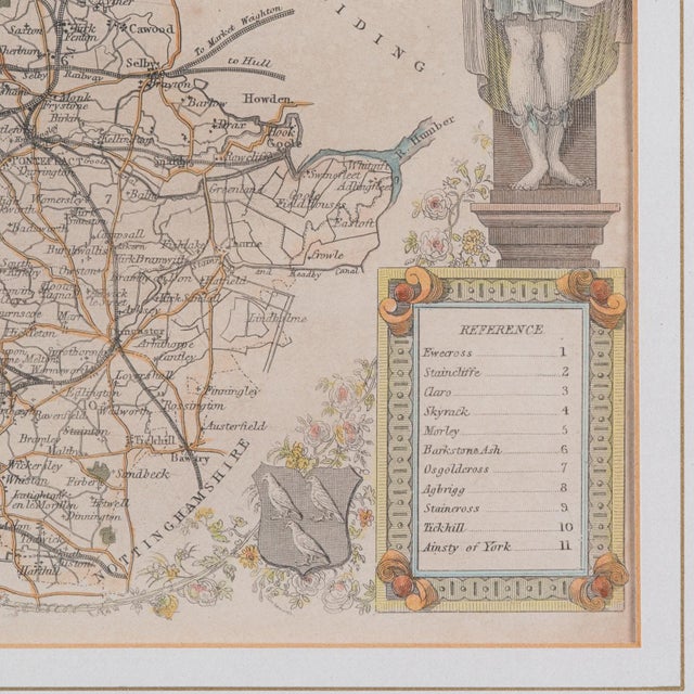 Red 1860's Antique West Yorkshire Map For Sale - Image 8 of 12