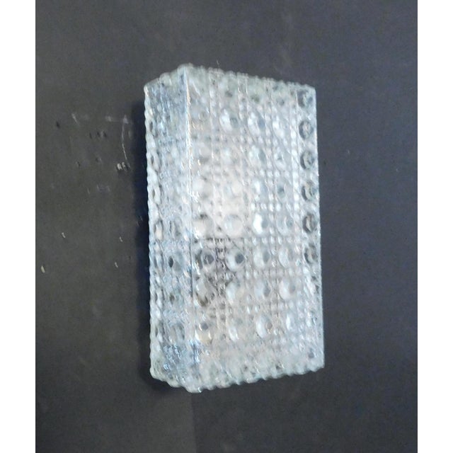 Italian wall light with clear textured rectangular glass shade / Made in Italy circa 1960s Measures: Height 9.5 inches,...