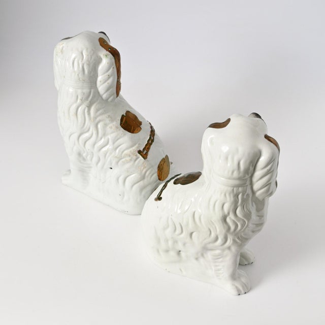 Ceramic Antique Staffordshire Copper Lustre Mantle Dog Figurines, 1800s, Set of 2 For Sale - Image 7 of 14
