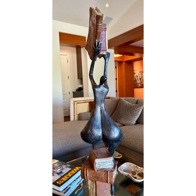Tolla Inbar “Accumulating Knowledge” — Bronze Figurative Sculpture (2006) — 37.5” Signed and Dated For Sale In San Diego - Image 6 of 9