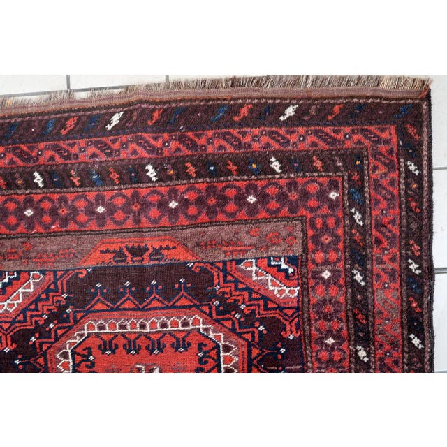 1920s, Antique Hand-Knotted Afghan Baluch Rug 3.8' X 6.9' For Sale - Image 9 of 11