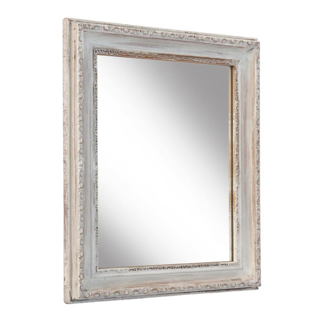 Pretty little whitewashed gold mirror with new a peek of gold & gray. Late 20thC purchased from a model home.