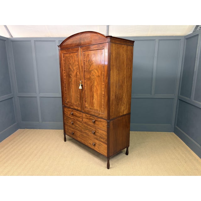 Georgian Inlaid Mahogany Linen Press, 1824 For Sale - Image 18 of 18