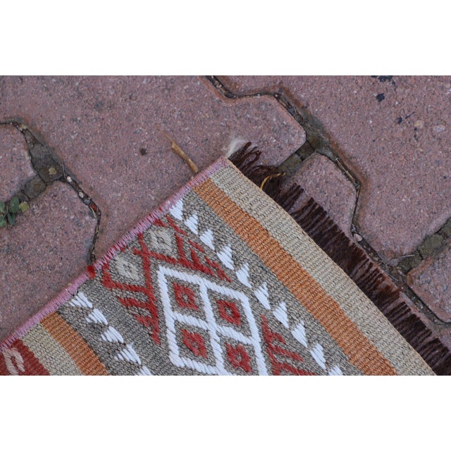 1980s Tribal Red Striped Cecim Kilim Rug For Sale - Image 4 of 8