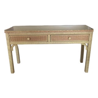 Henry Link Wicker Console Table For Sale