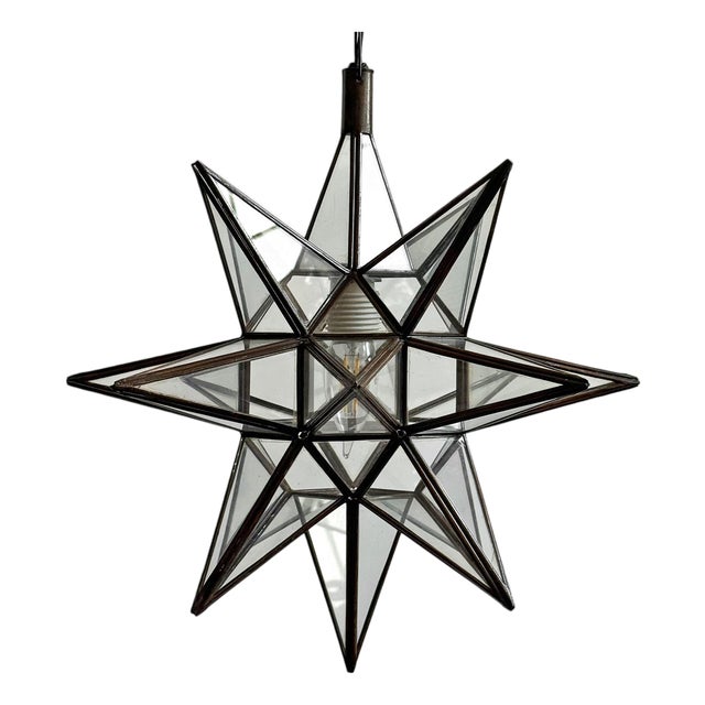 Clear Moravian Star Pendant Light Medium For Sale