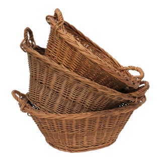 Vintage Willow Baskets - Set of 3 For Sale