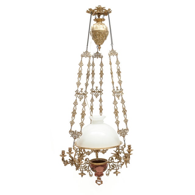Traditional Antique Electrified Chandelier for Candles For Sale - Image 3 of 14