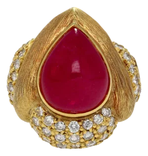 GRS Cert. 13.86 Carat No Heat Ruby Eiseman Signed Vintage Ring, Size 6.75
