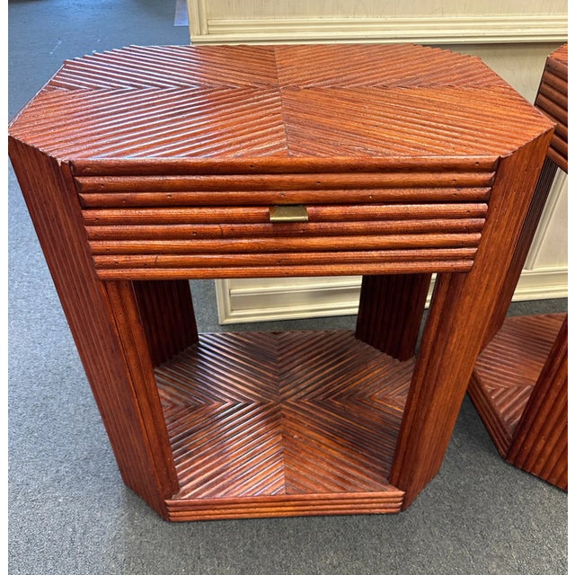 Wood Vintage 1975 Split Bamboo Side Tables-A Pair For Sale - Image 7 of 10