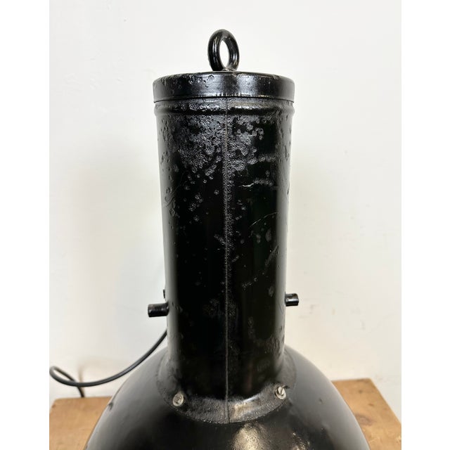 Industrial Black Enamel Factory Hanging Lamp, 1950s For Sale - Image 15 of 18