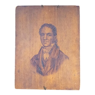19th Century American Pyrography Portrait of a Gentleman by Robert Ball Hughes For Sale