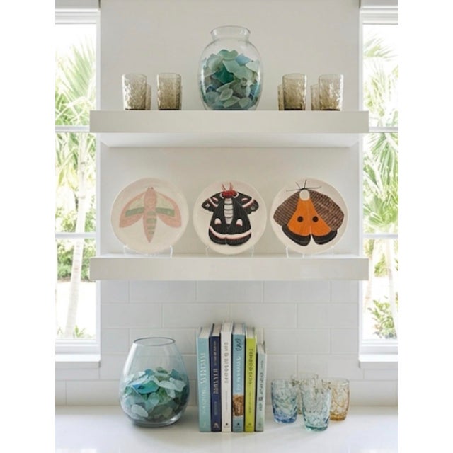Set of 3 Vintage Spanish Studio Pottery Moth Ceramic Decorative Plates For Sale - Image 9 of 12