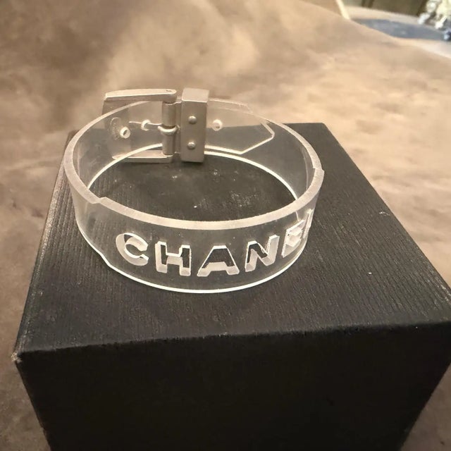 A Post-Modern 21st Century Plastic and Metal Logo Bracelet by Chanel For Sale - Image 13 of 15