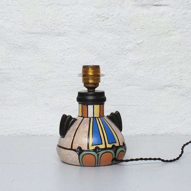 Mexico Series Table Lamp by Antoine Dubois for Mons Pottery, 1925 For Sale - Image 3 of 11