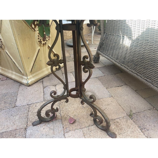 Metal 1930s Arts & Crafts California Yellin School Octagonal Mosaic Iron Tile Top Table For Sale - Image 7 of 8