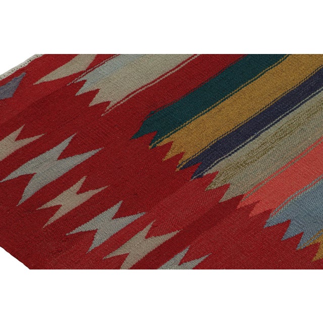 1950s Vintage Persian Kilim Rug in Red With Colorful Stripes by Rug & Kilim For Sale - Image 5 of 7