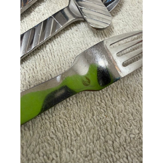 Metal 1960s Stanley Roberts Zebra 76 PCS 12 Place Settings Stainless Steel Korea Postmoden For Sale - Image 7 of 10
