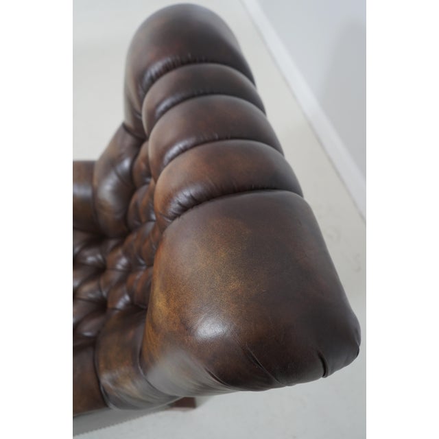 Brown Stickley Tufted Leather Leopold Chair & Ottoman For Sale - Image 8 of 18